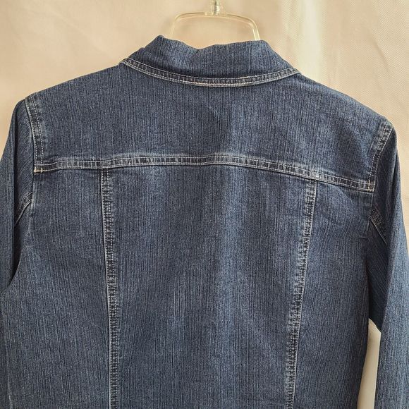 French Cuff Women's (M) Blue Denim Trucker Style Jean Jacket - Picture 5 of 9